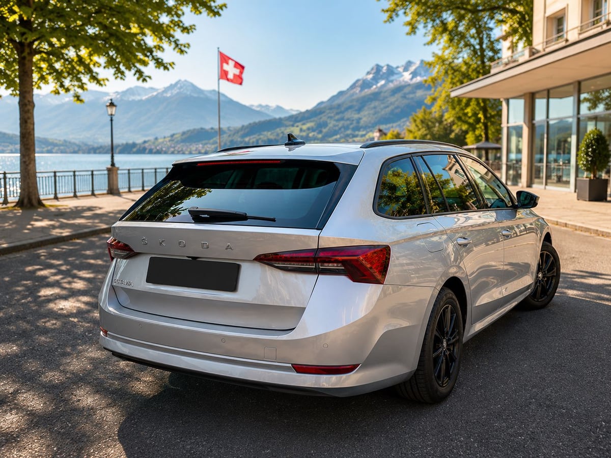 Skoda Octavia Combi blanche pour trajets VTC à Lausanne et dans le canton de Vaud
